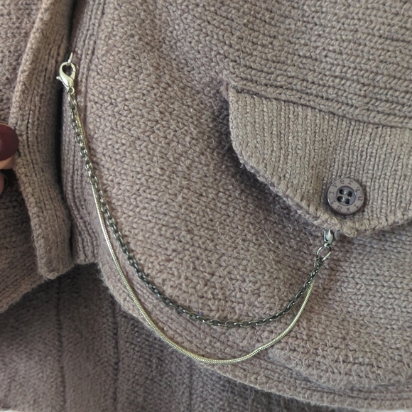 Quicksilver Waistcoat Inspired Button Up V-neck Pleated Back Knit Tank Top Taupe - Picture 9 of 12